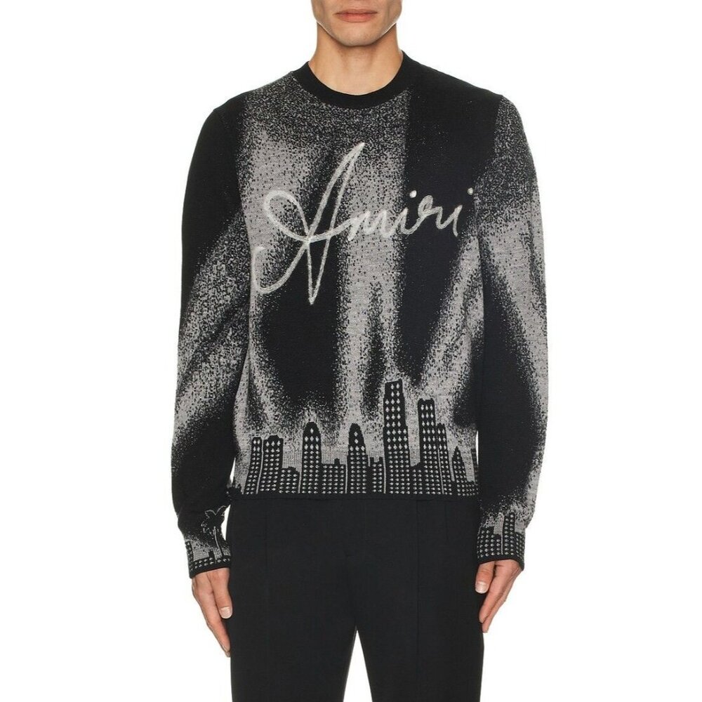 Amiri Spotlight Crewneck in Black Medium New Mens Wool Knit Sweater